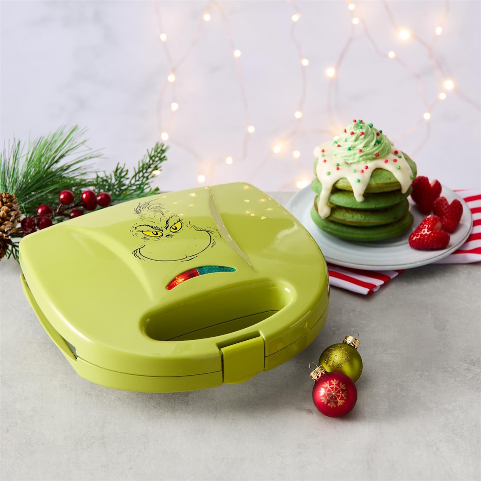 image 1 of The Grinch Pancake Maker Non Stick Deep Round Plates Green 750W