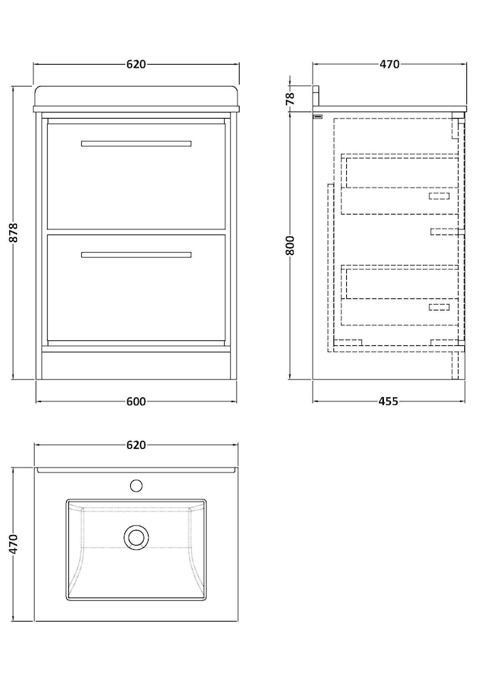 image 1 of Balterley Floor Standing 2 Drawer Vanity with Marble Worktop Basin | Green | Reed Green | 878 x 620 x 470mm