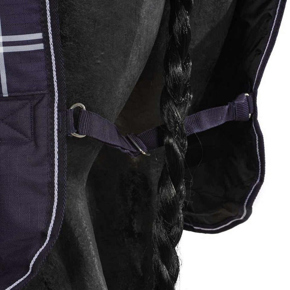 image 1 of Saxon Defiant Standard-Neck Plaid Midweight Horse Turnout Rug - Navy/White - 7´
