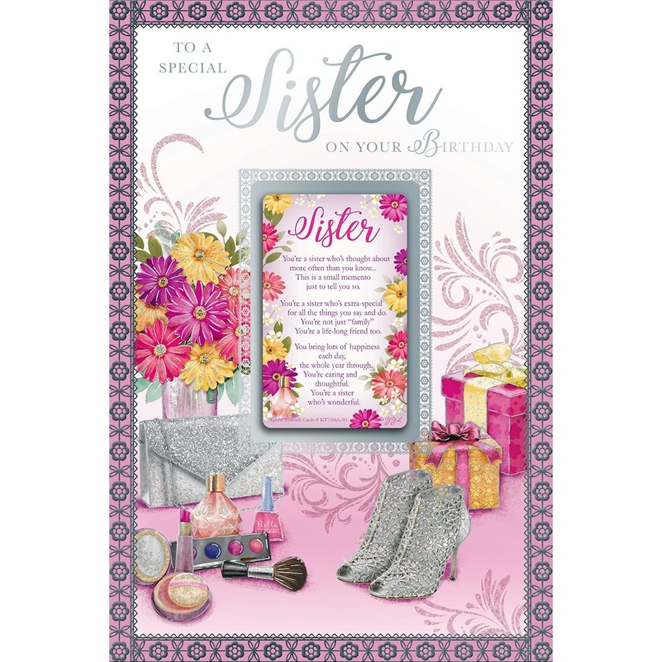 image 1 of To A Special Sister On Your Birthday Keepsake Treasures Stylish Design Greeting Card