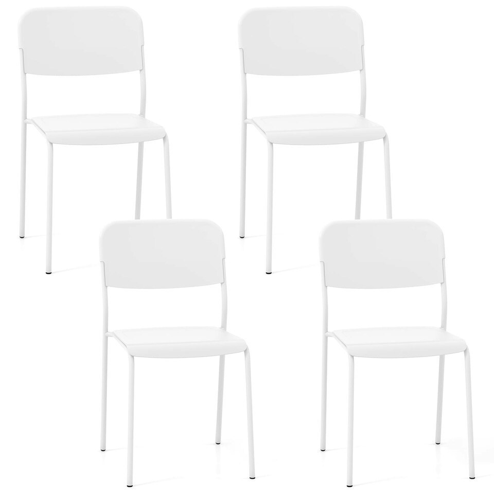 image 1 of COSTWAY Set of 4 Stackable Dining Kitchen Chairs Black