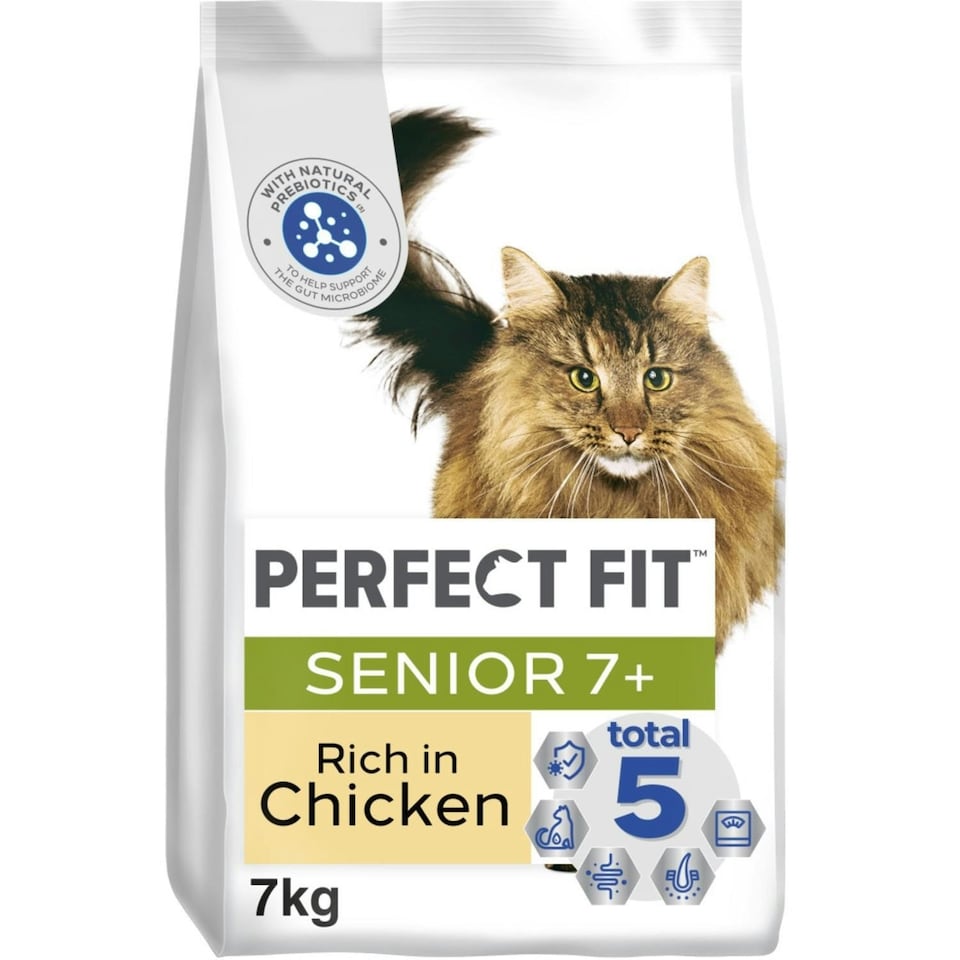 image 1 of 7kg Perfect Fit Advanced Nutrition Senior Complete Dry Cat Food Chicken Biscuits