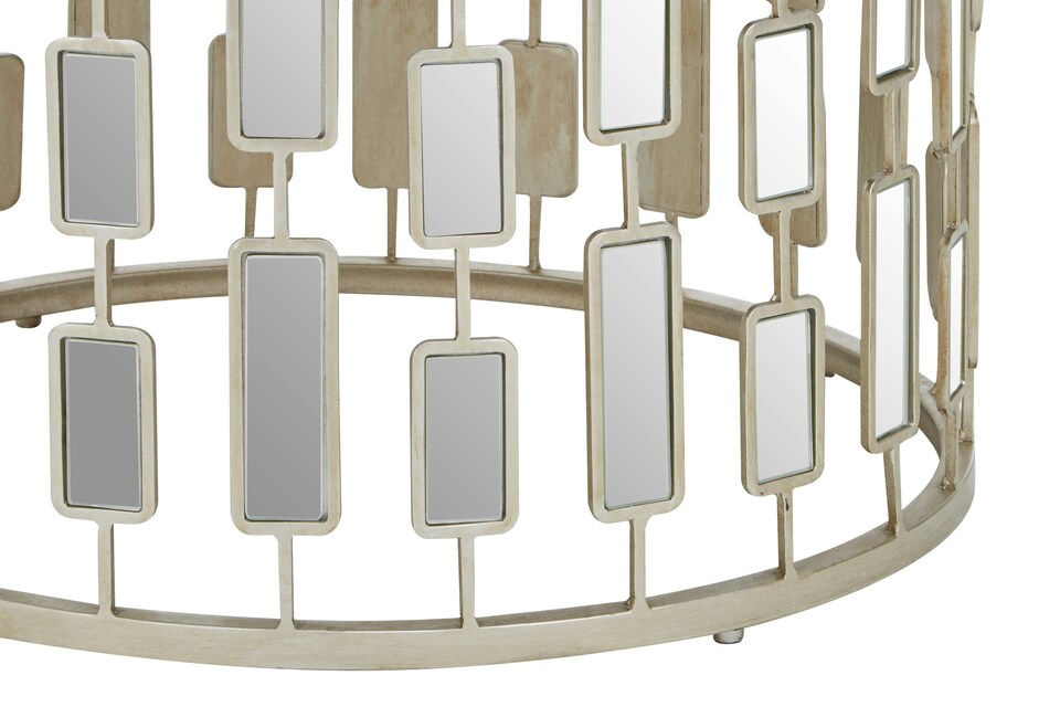 image 1 of Champagne Silver Finished  Small Side Table,Mirrored Glass Topped Round Table,Decorative Table,Coffee Table | Silver