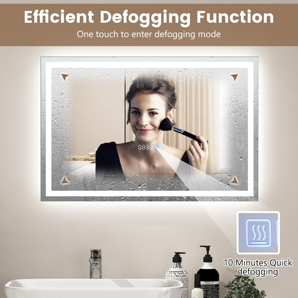 image 1 of COSTWAY 60 x 40 CM LED Lighted Bathroom Mirror Wall Mounted