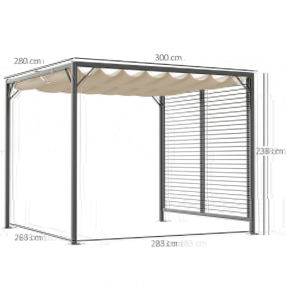 image 1 of Outsunny 2.8 x 3m Metal Outdoor Pergola with Retractable Roof, Outdoor Gazebo Canopy Shelter with Grommet Holes for Garden, Patio, Lawn, Beige