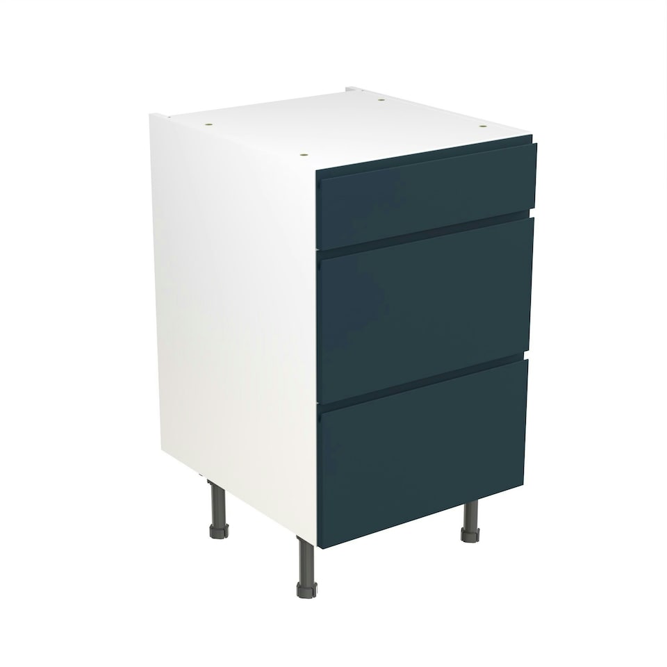 image 1 of 3 Drawer Base Unit 500mm w/ J-Pull Cabinet Door - Ultra Matt Indigo Blue Blue | Ultra Matt Indigo Blue
