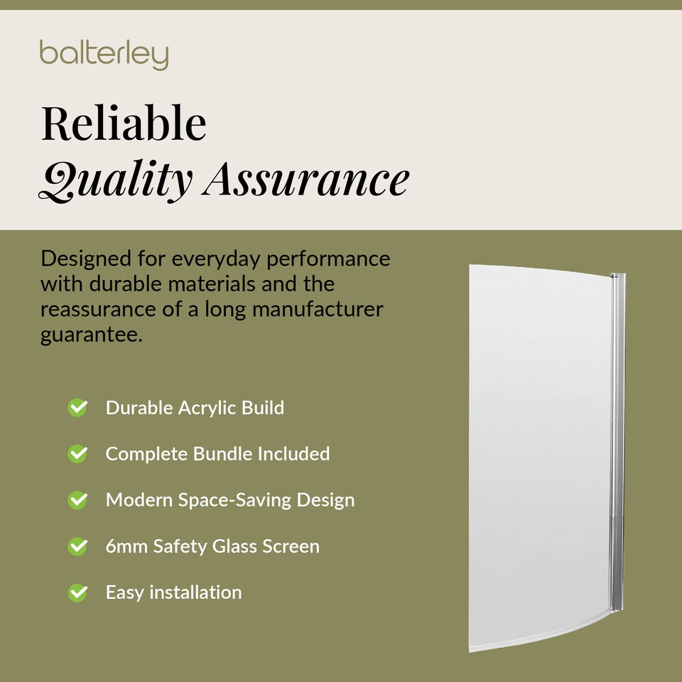 image 1 of 1500 mm Left Hand P Shape Square Shower Bath Screen Front Panel White | White | White | 1500 x 850 x 415mm