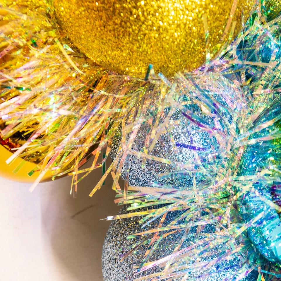 image 1 of Christmas Tree World 33cm Shatterproof Bauble Wreath - Multicolour