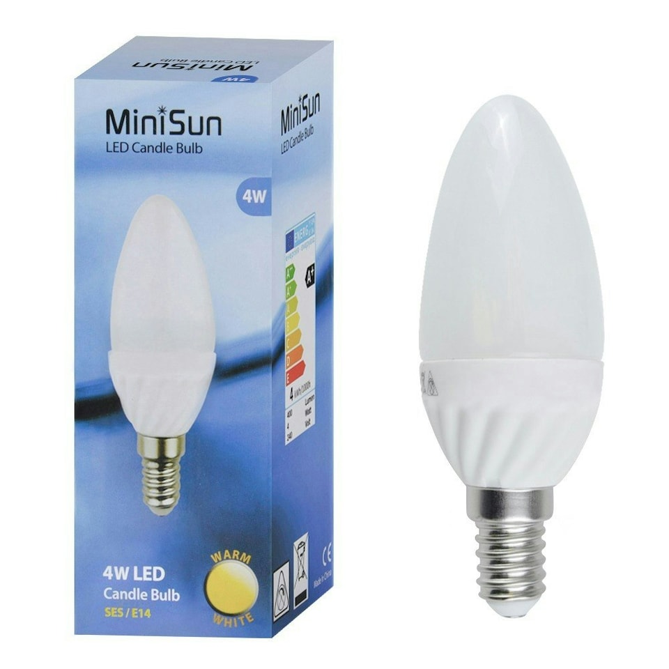 image 1 of ValueLights E14 Pack of 2 4W Candle Warm White LED Bulbs | White