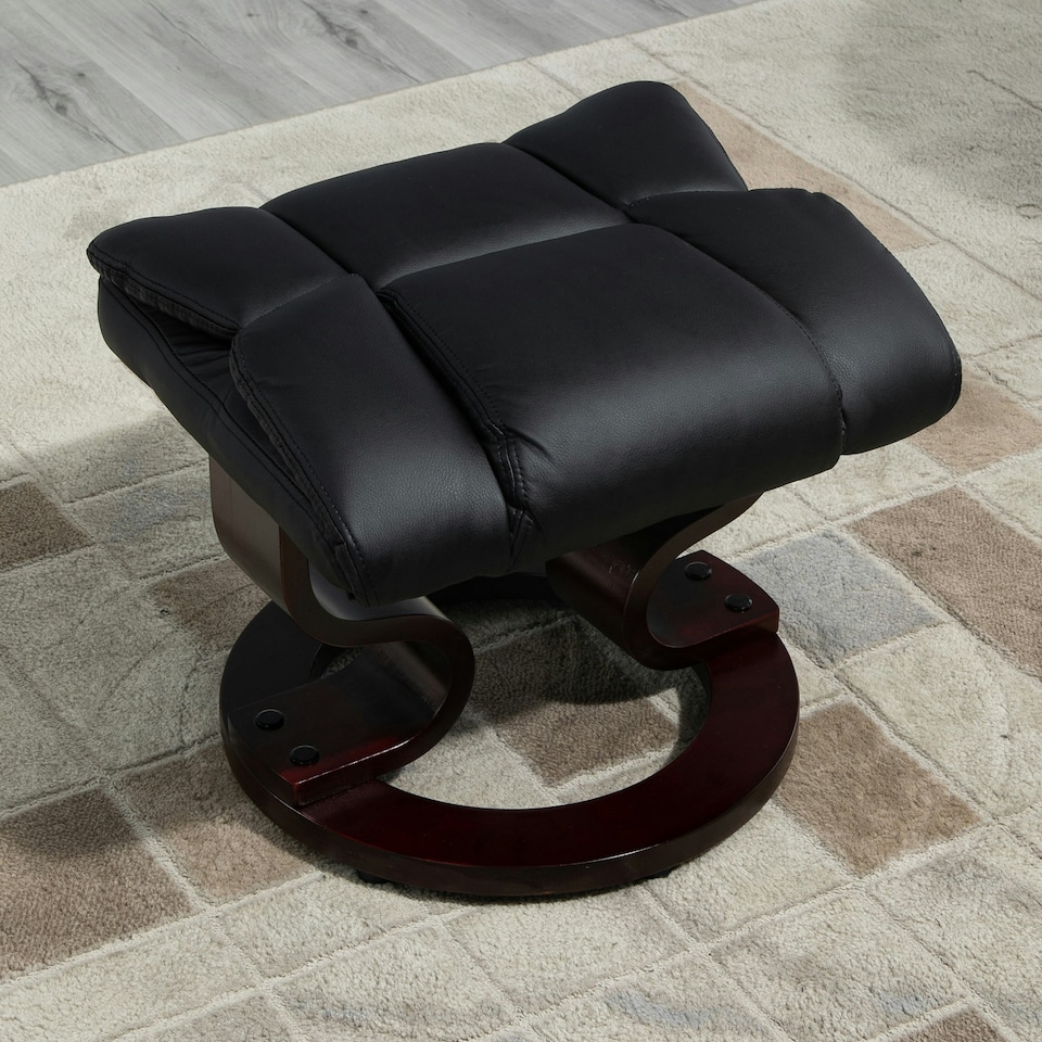 image 1 of HOMCOM PU Leather Manual Reclining Armchair Footstool Padded Seat Black