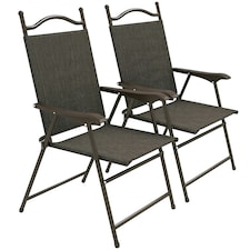 Outsunny Folding Chairs Set, Breathable Mesh Fabric Seat, Dark Brown