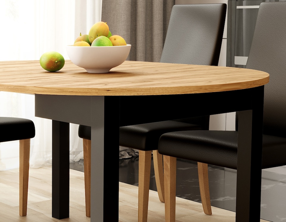 image 1 of Indus Dining Table Extendable Oval Top 4 to 12 Seater - Oak 2400x760mm