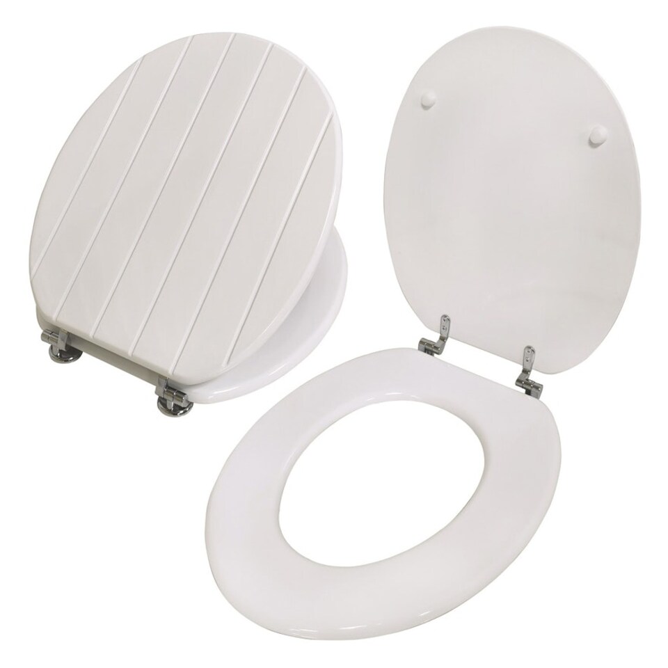 image 1 of 18" MDF Universal Bathroom WC Toilet Seat Quick Easy Fit Wooden 18 inch Coloured White