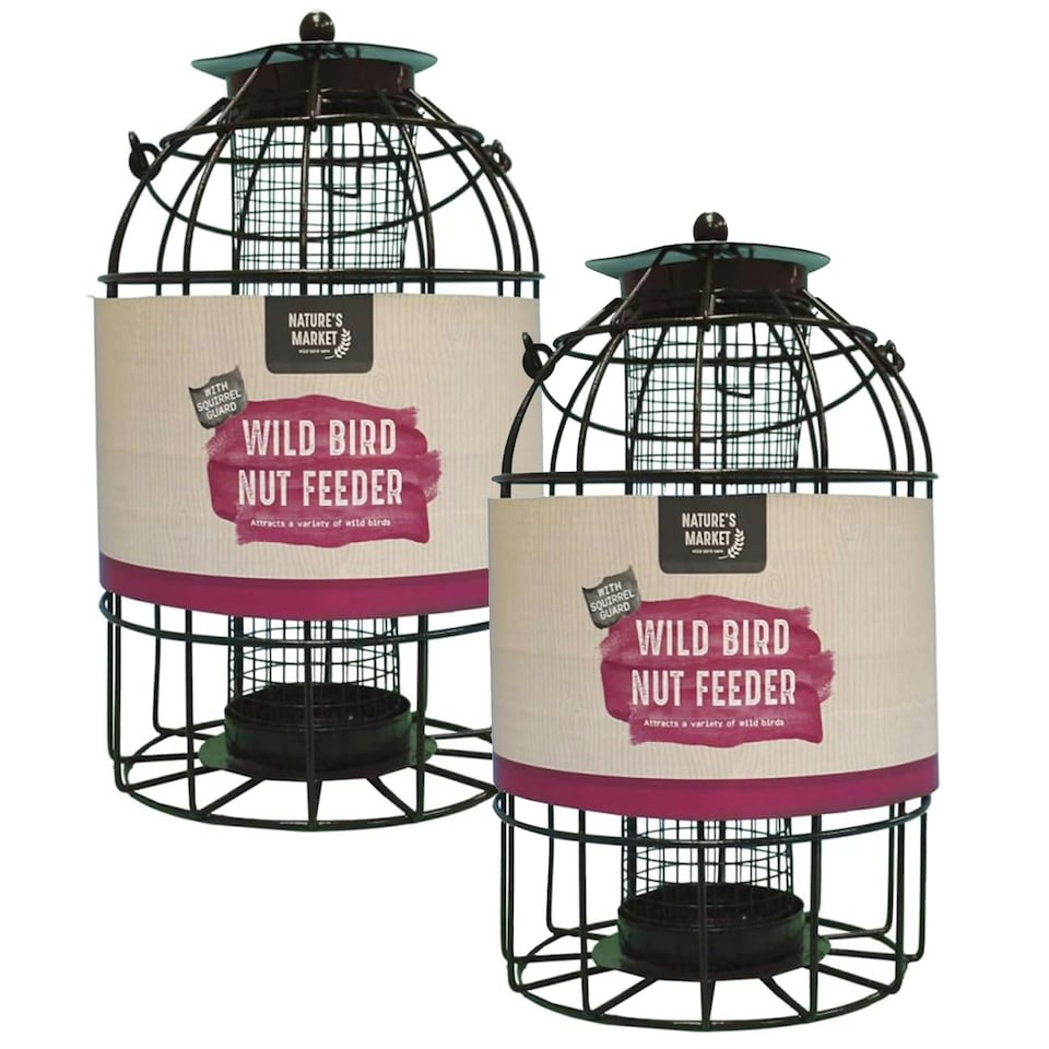 image 1 of Wild Bird Metal Hanging Nut Feeder Cage Perfect For Attracting Birds Weather Safe