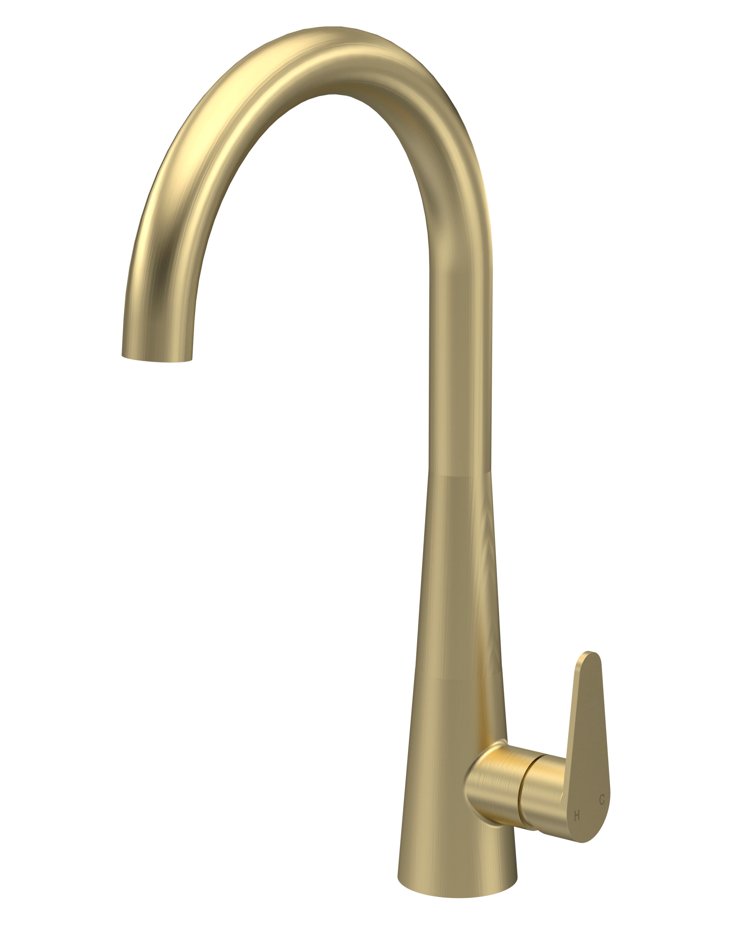 Balterley Situla Kitchen Mono Mixer Tap with Single Lever Handle, Curved Swivel Spout Copper Brushed Brass 1
