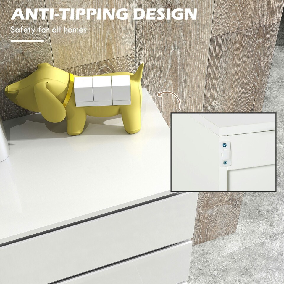 image 1 of HOMCOM Bedroom Chest of Drawers, High Gloss 4 Drawers Dresser, Grey