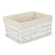 image 9 of Small White Scandi Storage Basket With White Lining | White | White