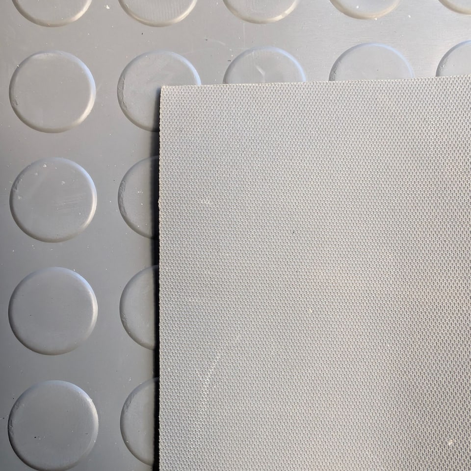 image 1 of Grey Rubber Flooring Matting Roll - 1m Wide - 4m Long - 3mm Thick - Non Slip Coin Pattern - Commercial Grade - Home Garage Shed
