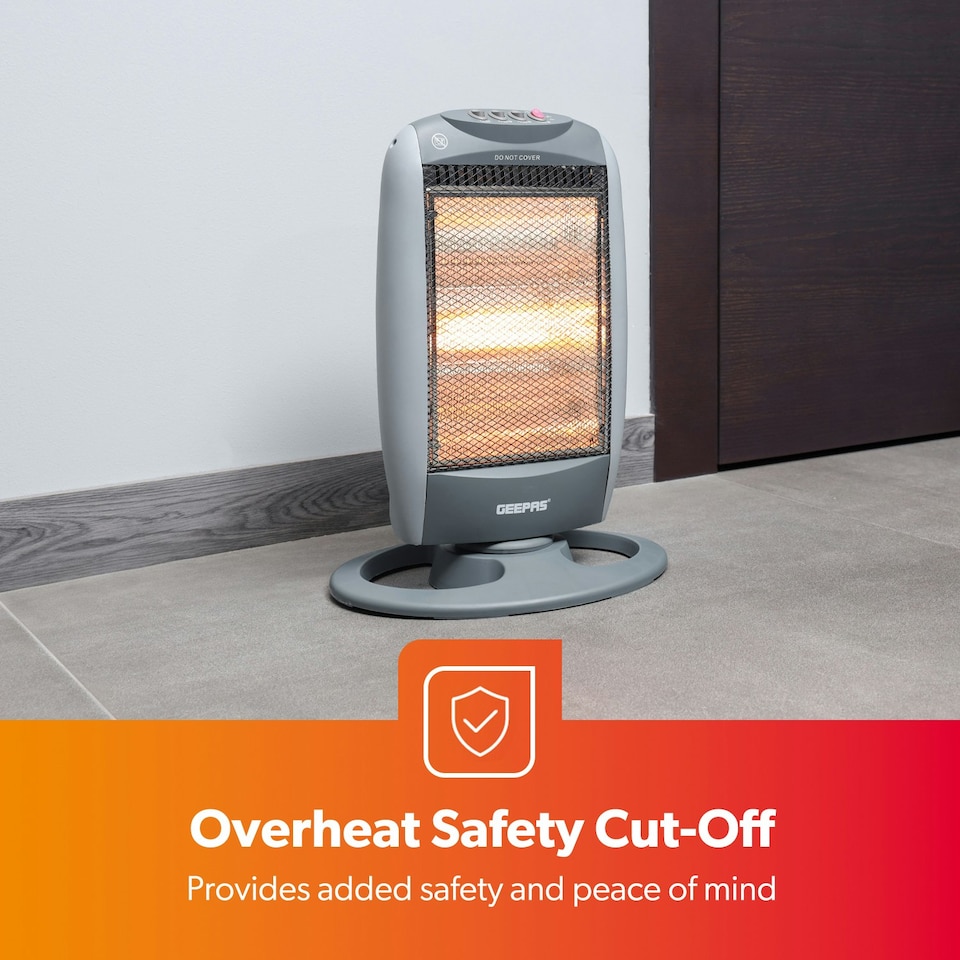 image 1 of GEEPAS 1200W Halogen Heater, Grey