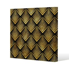 Golden Geometric Flower Pattern (Canvas Print) 77 x 77 x 4cm