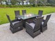 image 1 of Fimous Rattan Garden Furniture Gas Fire Pit Rectangle Oblong Dining Table And Chairs 6 Seater Plus Rectangular Table