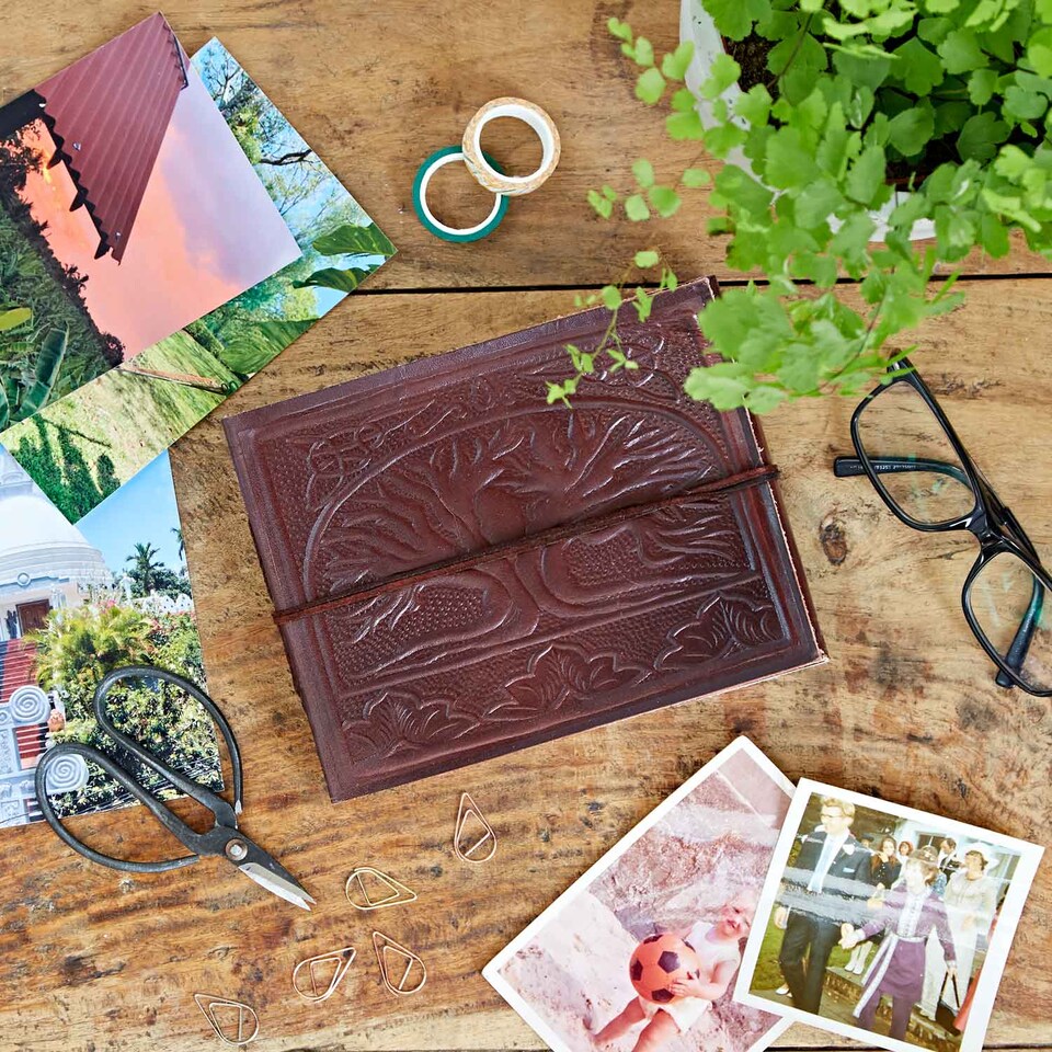 image 1 of Tree of Life Embossed Leather Photo Album
