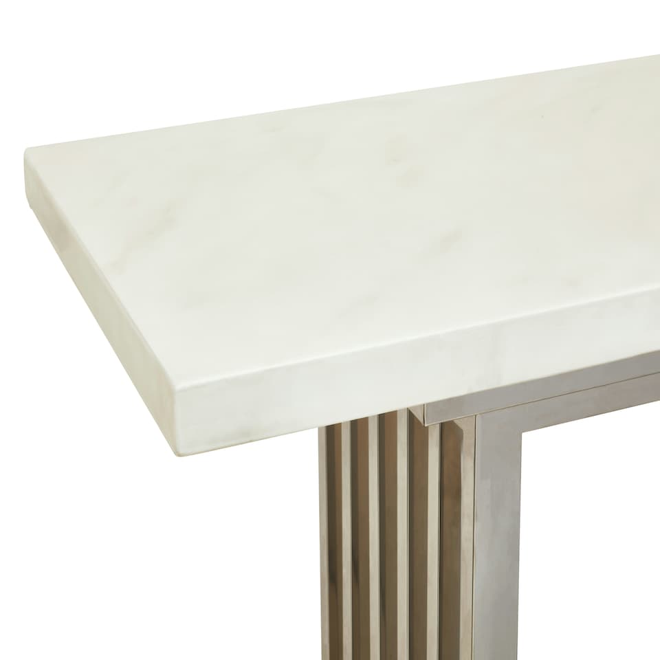image 1 of Interiors by Premier White Marble Console Table Silver