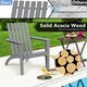 image 5 of COSTWAY Wood Adirondack Chair Outdoor Patio Chair Grey Grey