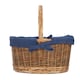 image 3 of Small Blue Lined Country Oval Wicker Shopping Basket | Blue | Navy Blue