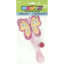 Unique Party Butterfly Bat and Ball Game - Pink/Yellow - One Size