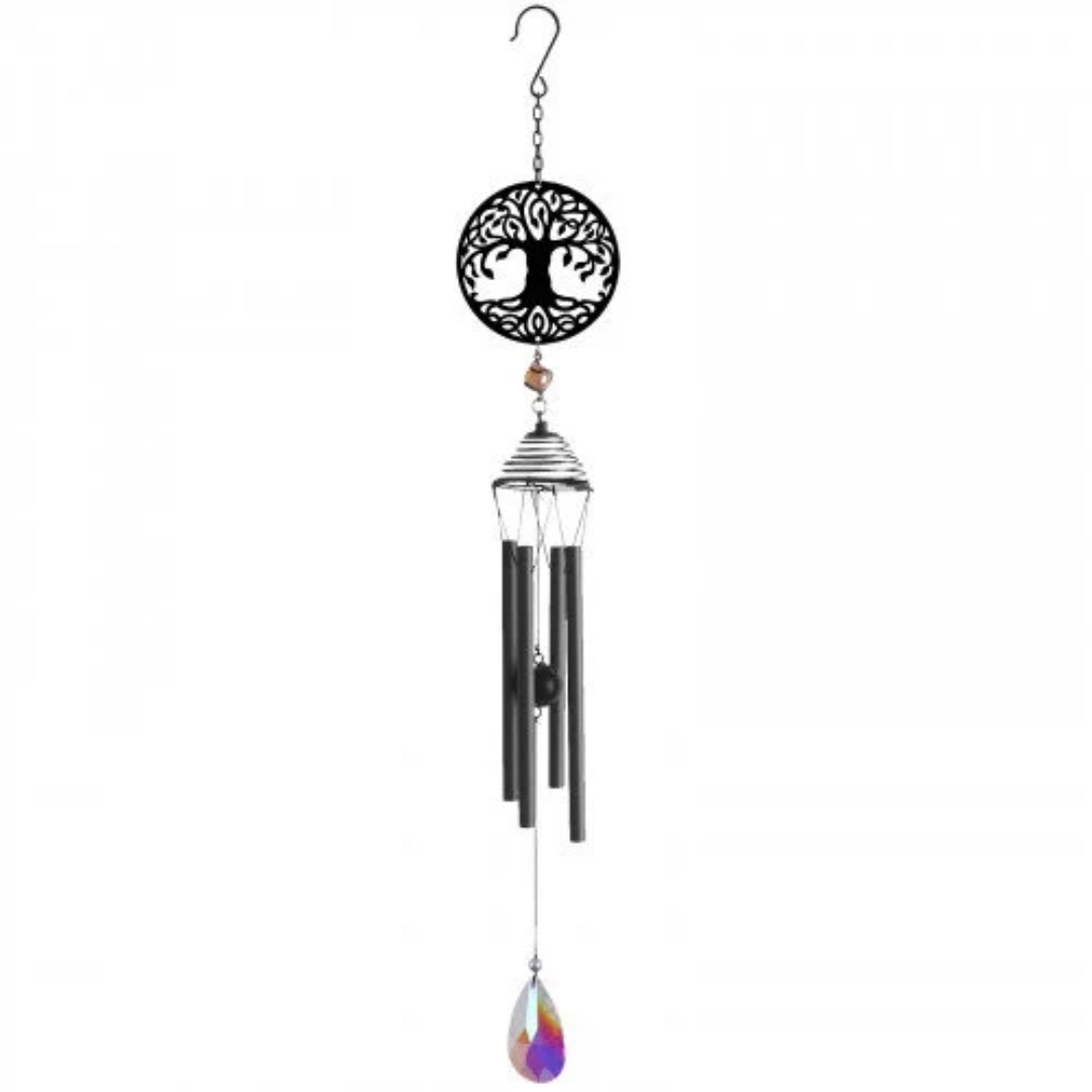 Silhouette Tree of Life Wind Chime - Black