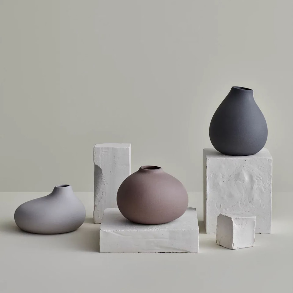 image 1 of Blomus Nona Set of 3 Porcelain Vases - Bark, Micro Chip