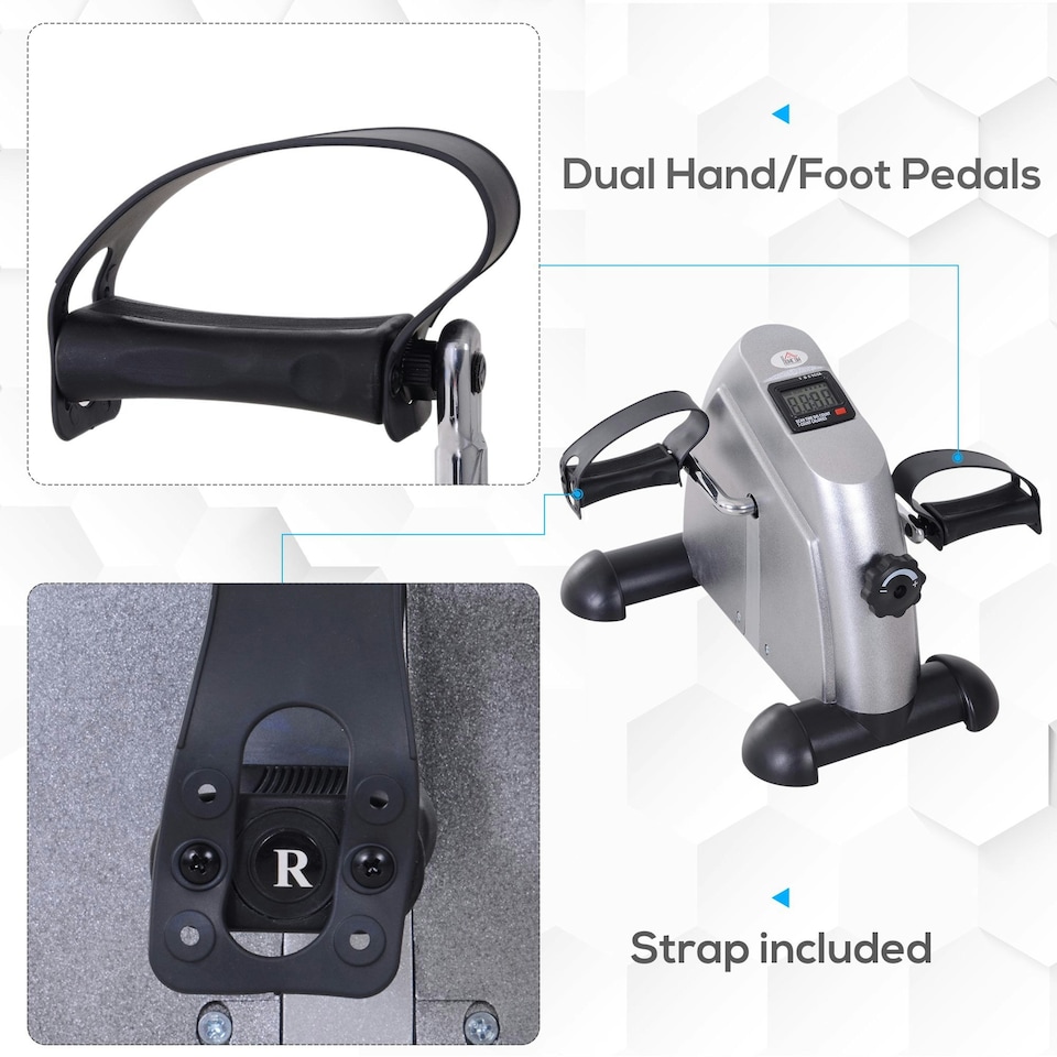 image 1 of HOMCOM Mini Exercise Bike Portable Pedal Manual Machine Indoor Fitness Black