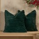 image 2 of OHS 4 x Faux Fur Matte Velvet Fleece Thick Ribbed Filled Cushions, 45x45cm - Green