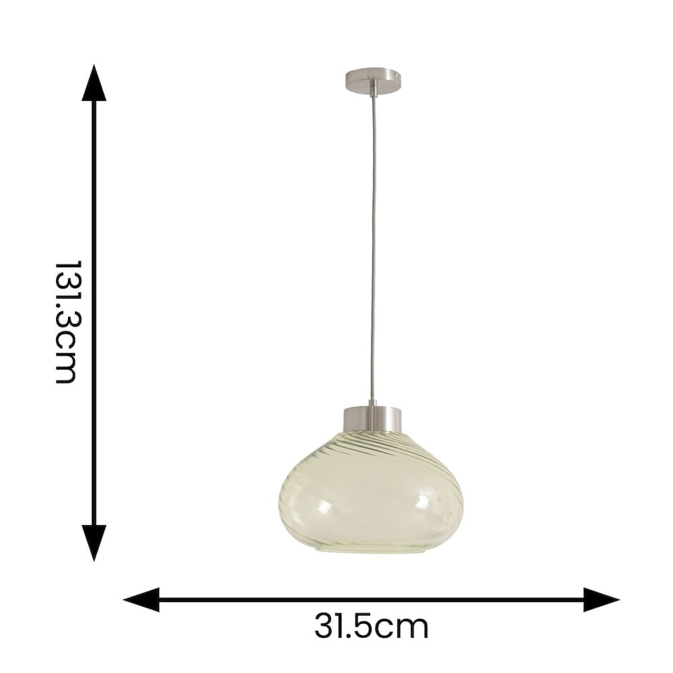 image 1 of ValueLights Corinne Green Glass Brushed Chrome Cap Light and Bulb