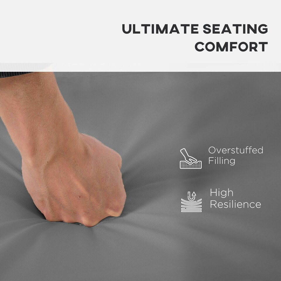 image 1 of Outsunny 3PCs Rattan Garden Seat Cushions Pads for Patio Furniture Dark Grey Grey | Dark Grey