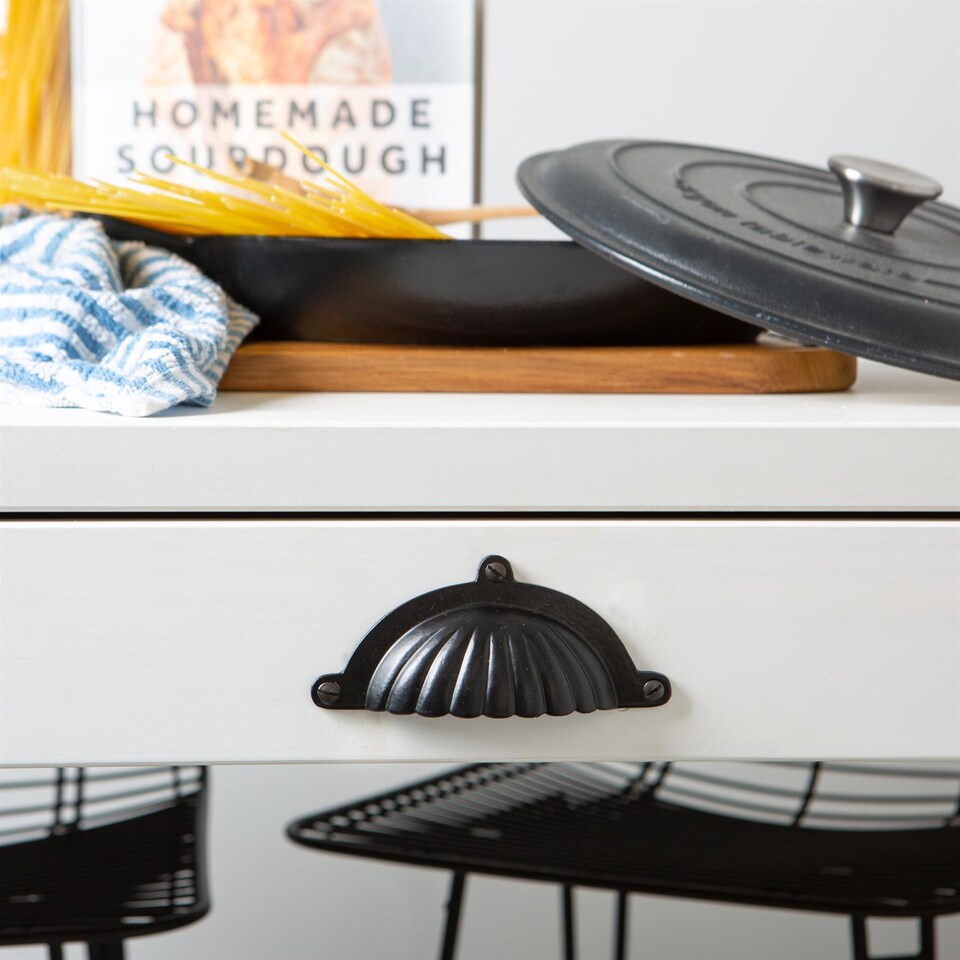 image 1 of Hammer & Tongs Fluted Cabinet Drawer Pull - W130mm x H60mm - Black | Black | Black