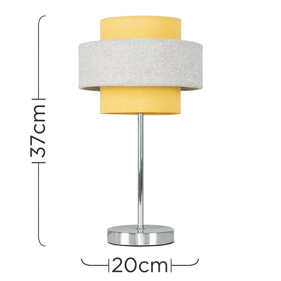 image 1 of ValueLights Weaver Chrome Touch Table Lamp Mustard & Grey Shade & Bulb | Multi
