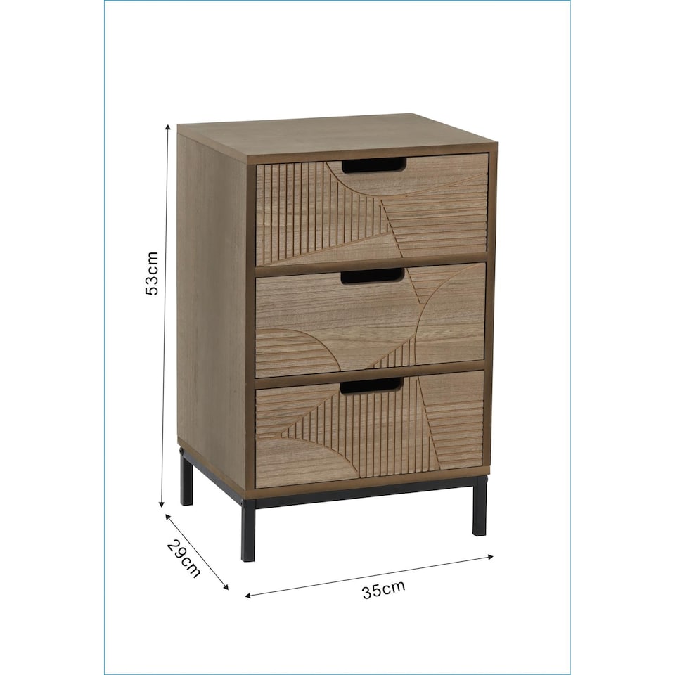 image 1 of Chest Of Storage Drawers Solid Wooden Geometric Design Bedroom Organiser | Brown