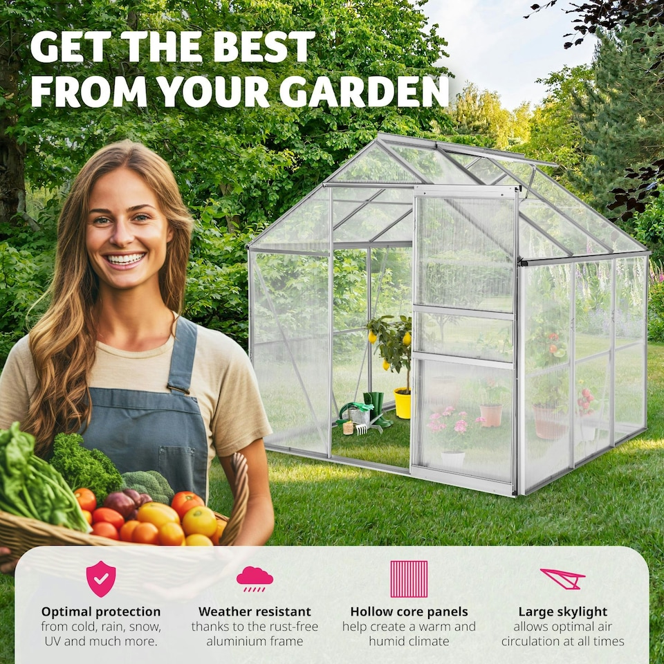 image 1 of Aluminium greenhouse, UV-resistant, 185x190x195cm