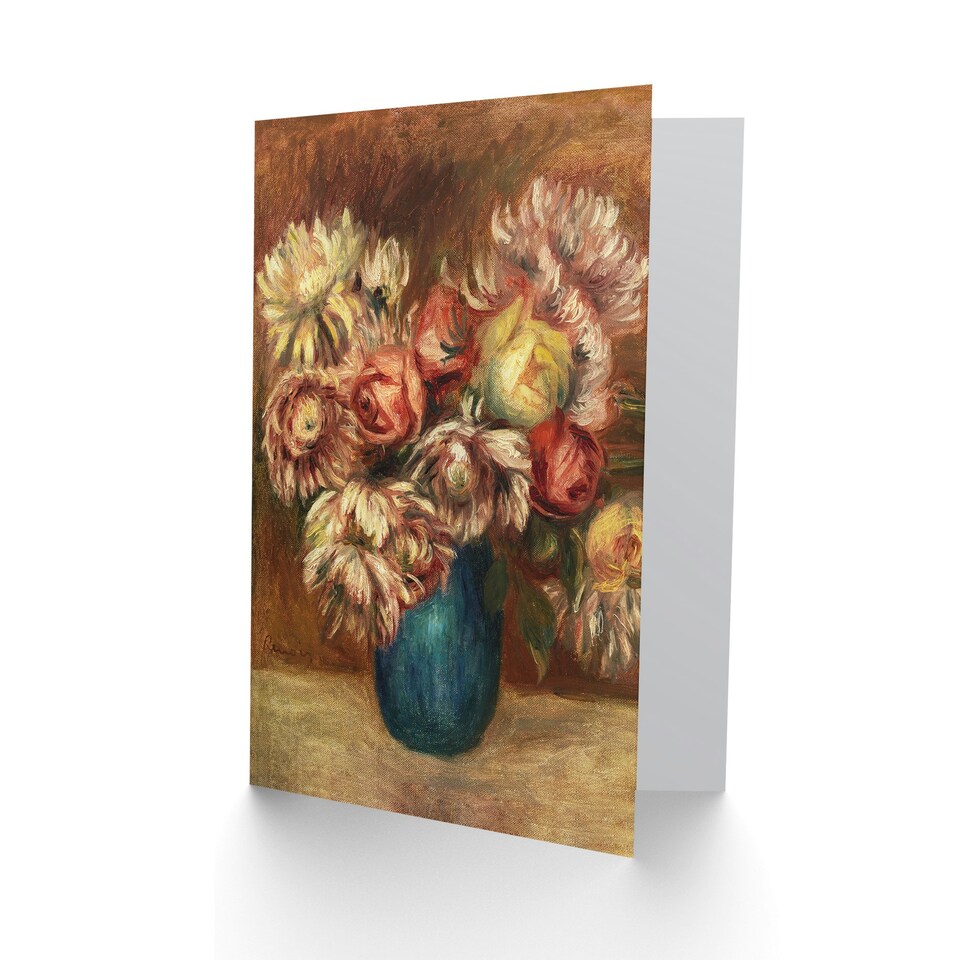image 1 of Pierre Auguste Renoir Art Card Flowers in a Green Vase