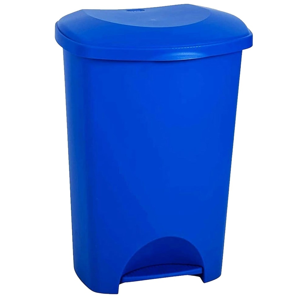 image 1 of 2 x 50L Blue Hard Wearing Home Office Plastic Waste Rubbish Bin With Lid Blue