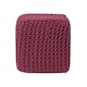 image 1 of Homescapes Plum Cube Cotton Knitted Pouffe Footstool