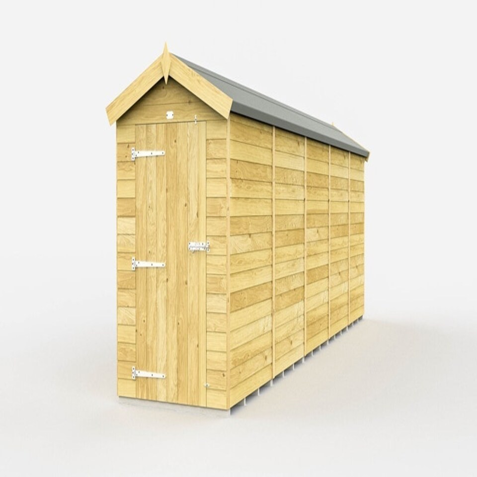 image 1 of 4 x 20 Feet Apex Shed - Single Door Without Windows - Wood - L592 x W118 x H217 cm Brown