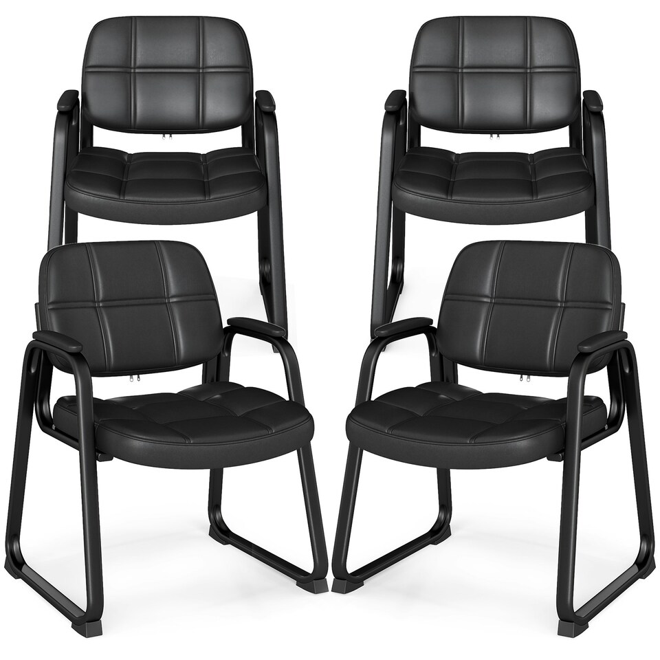 image 1 of COSTWAY 4 PCS Executive Office Chairs Reception Chairs Black