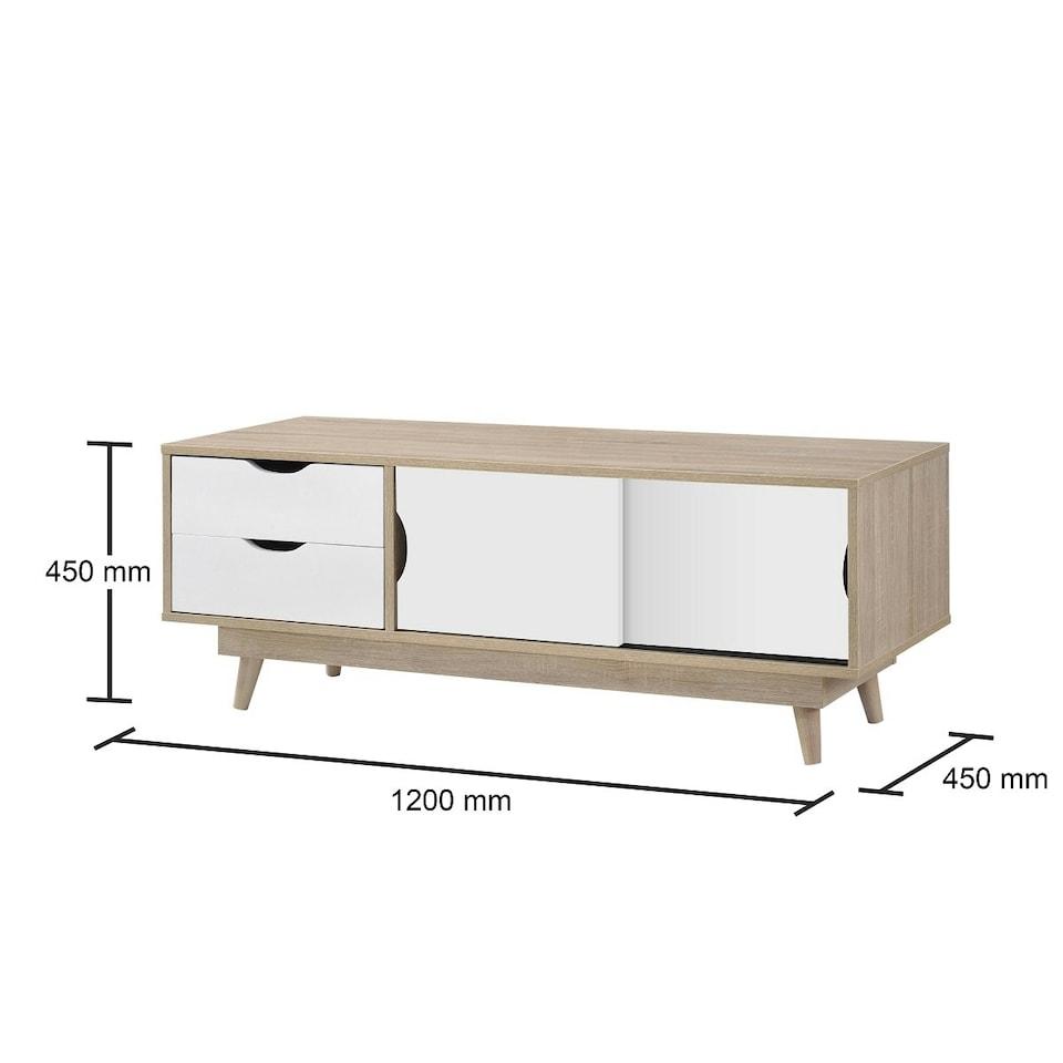 image 1 of Alford 2 Door & 2 Drawer TV Unit White & Oak