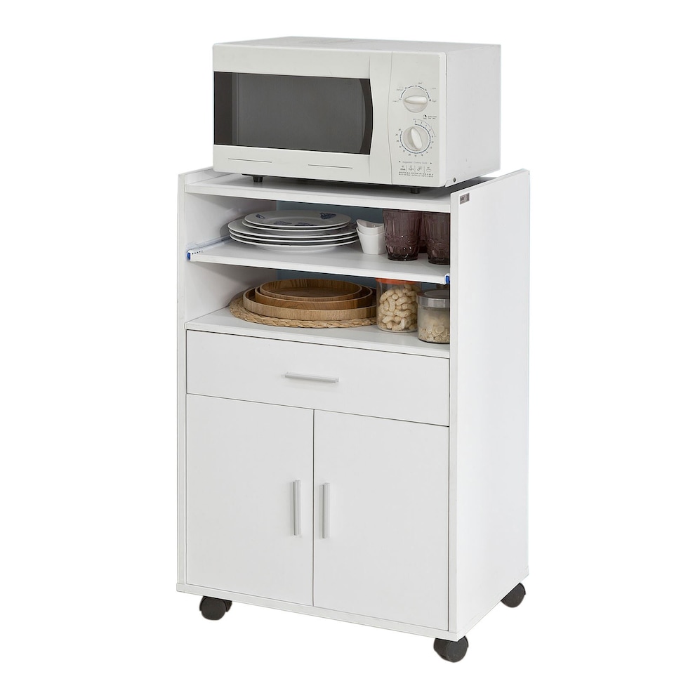 image 1 of SoBuy FSB09-W,Kitchen Trolley with Slide-Out Shelf | White | White | 1