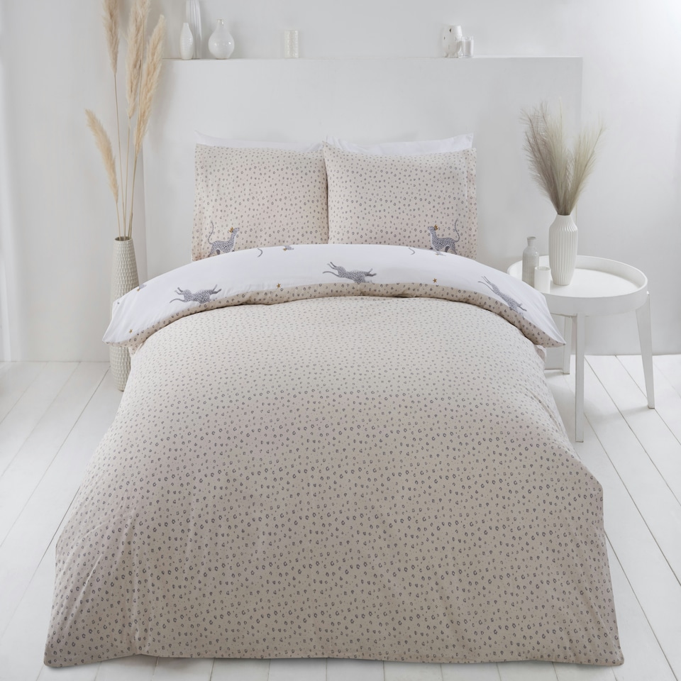 image 1 of PH Leopard Polycotton Duvet Cover Set with Pillowcase Multi | Super King