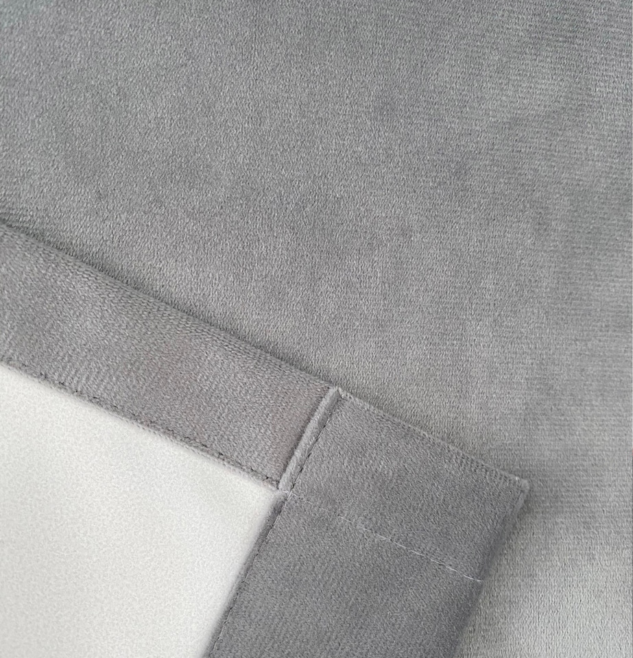 image 1 of Luxury Enhanced Living Grey Velvet, Supersoft, Blackout, Thermal Pair of Curtains with Eyelet Top - 66 x 54 inch (168x137cm)