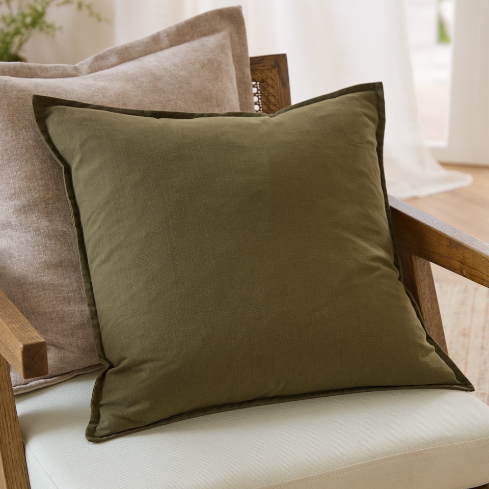 image 1 of Yard Slub Cotton Cushion | Green | Lichen